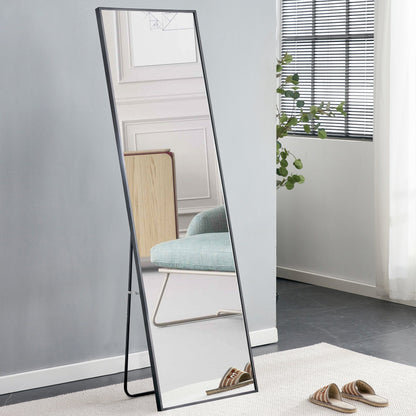 Aluminum alloy metal frame wall mounted full-length mirror black 65 * 23“