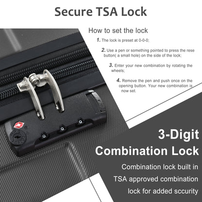 Hardshell Luggage Spinner Suitcase with TSA Lock Lightweight Expandable 24'' (Single Luggage) Black + ABS + 24 Inch