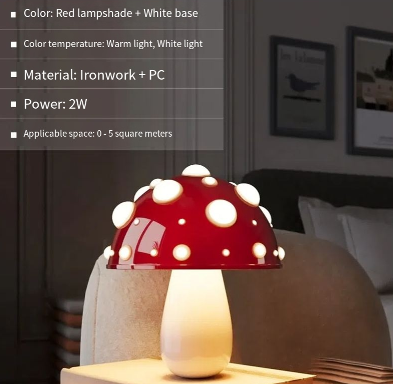 Mushroom Decorative Desk Lamp Bedroom Headboard Dimming Atmosphere Student Dormitory Desktop Night Light