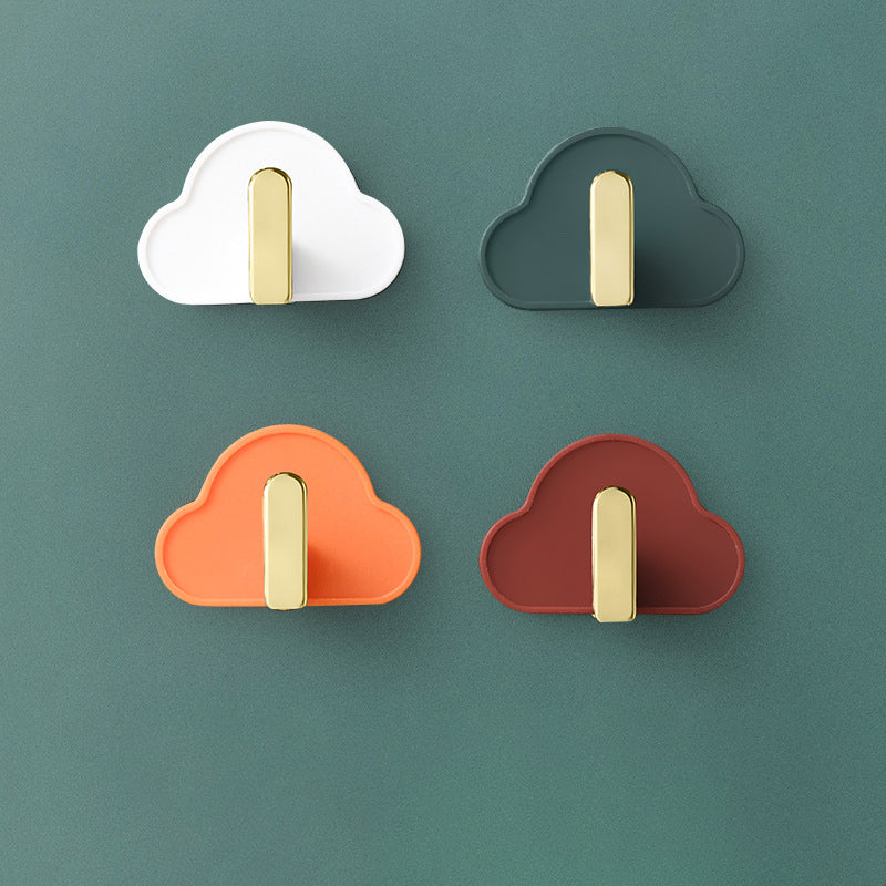 Light Luxury Paste Cloud Sticky Hook Strong Viscose Punch-Free Hook Wall Hanging Traceless Hook Key Hook 4pcs