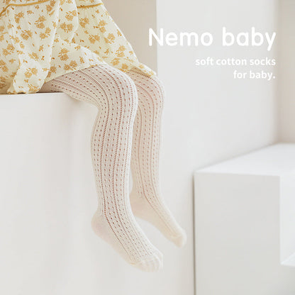 Spring And Summer Baby Girl Leggings Combed Cotton Boneless One-Piece Socks Mesh Outer Wear Cute Thin Children's Pantyhose