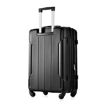 Hardshell Luggage Spinner Suitcase with TSA Lock Lightweight Expandable 24'' (Single Luggage) Black + ABS + 24 Inch