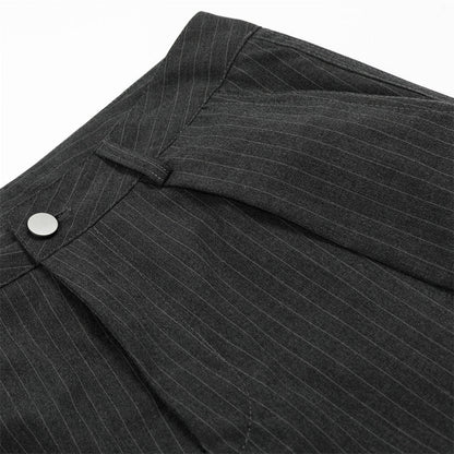 Vertical Striped Casual Trousers Men's Dress Pants Fashion Design Pleated Draped Cool Loose Straight Wide-Leg Long Pants