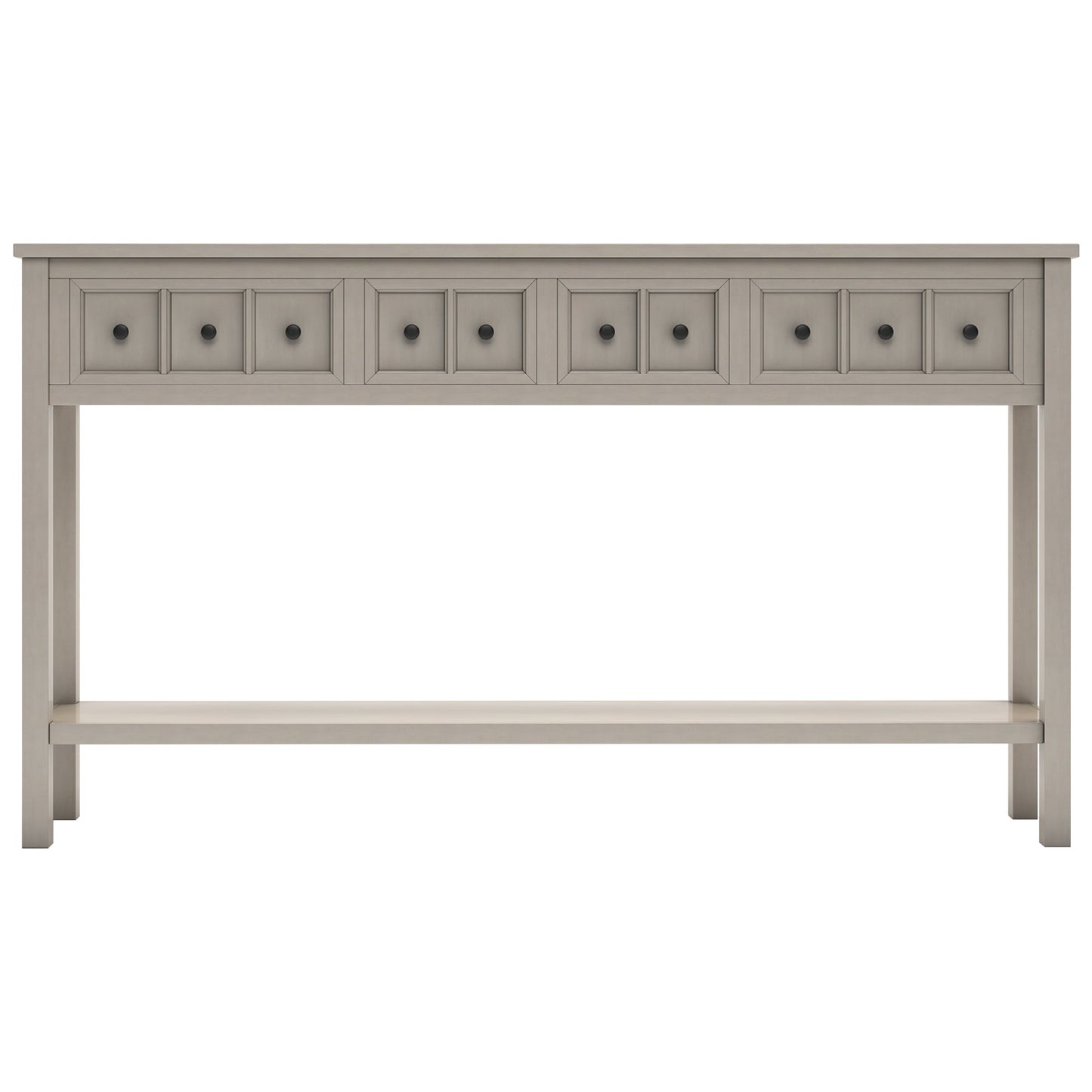 TREXM Rustic Entryway Console Table60" Long Sofa Table with two Different Size Drawers and Bottom Shelf for Storage (Gray Wash)