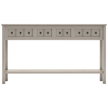 TREXM Rustic Entryway Console Table60" Long Sofa Table with two Different Size Drawers and Bottom Shelf for Storage (Gray Wash)