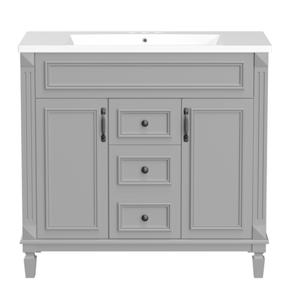 36'' Bathroom Vanity with Top Sink, Modern Bathroom Storage Cabinet with 2 Soft Closing Doors and 2 Drawers, Single Sink Bathroo