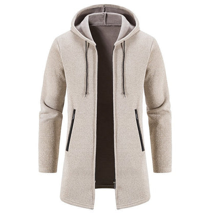 Autumn And Winter Fleece-lined Thickening Trendy Solid Color Men's Cardigan