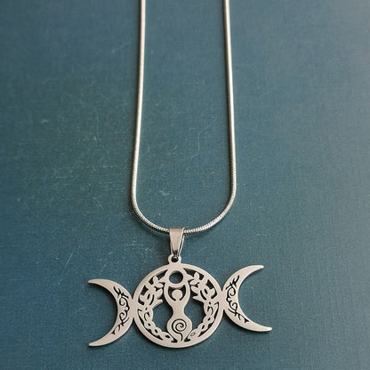 Triple Moon Celtic Knot Pendant Necklace
