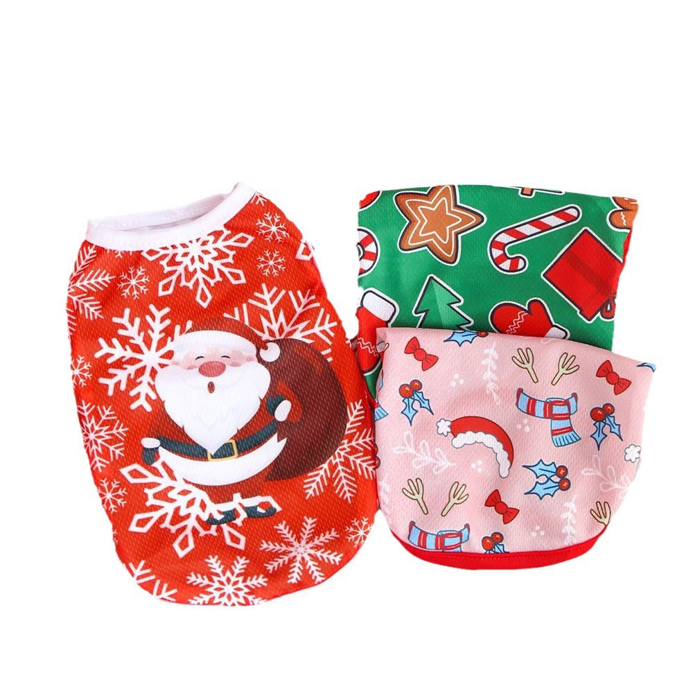 Christmas Limited Edition Cat And Dog Clothing Vest For Small Pete Short Style Non Shedding