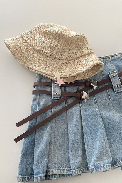 XINGX Retro Denim Skirted Leggings Belt