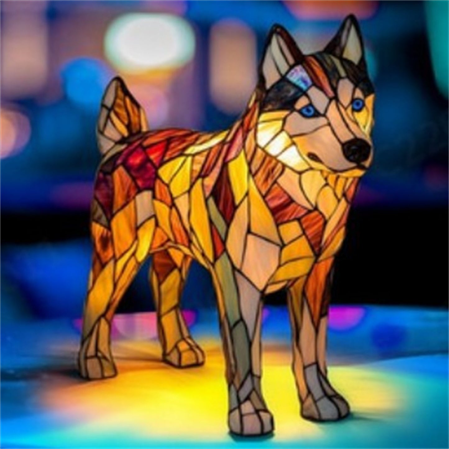 Colorful Strange Dog Lamp Resin Decorations