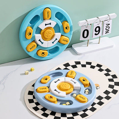 Pet Round Sounding Puzzle Toy In Blue And Yellow, Durable For Biting And Teething Training