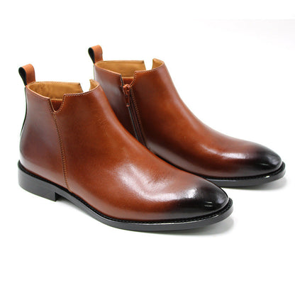 Men's British Side Zipper Leather Martin Boots