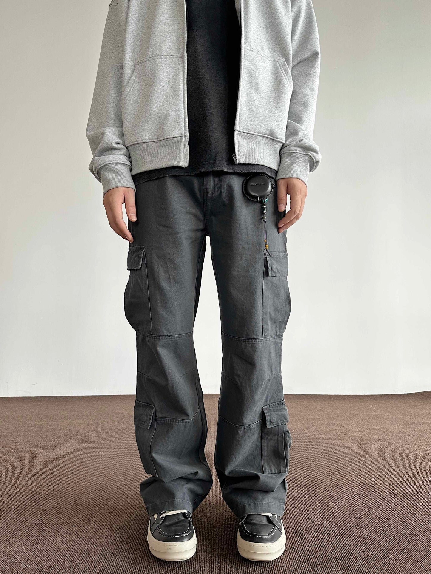 Retro Brushed Distressed Loose Straight Cargo Pants