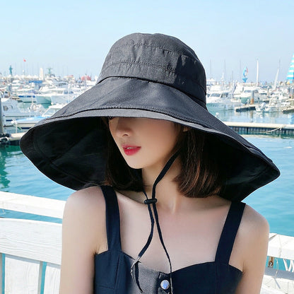 Women's Wide Brim UV Protection Sun Hat with Neck Protection