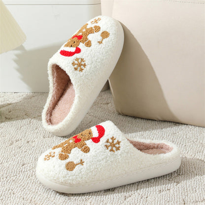 Christmas Snowflake Gingerbread Fuzzy Slippers