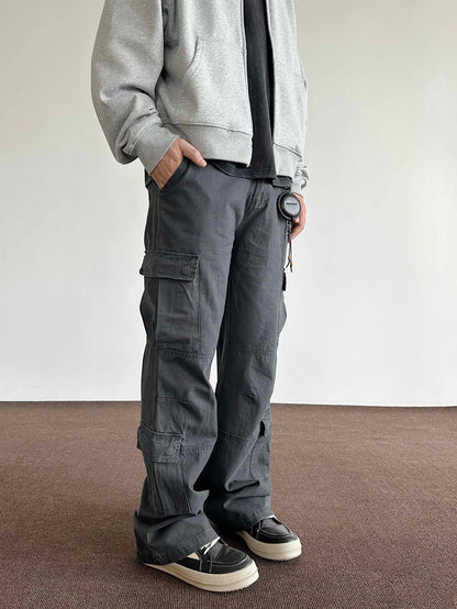 Retro Brushed Distressed Loose Straight Cargo Pants