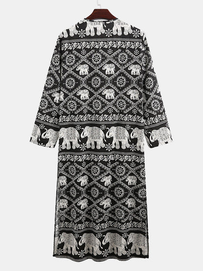 Casual Printed Long Sleeve Dubai Robe