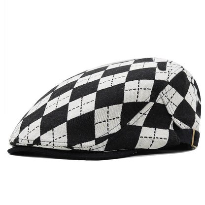 Retro Plaid Short Brim Advance British Casual Painter Hat