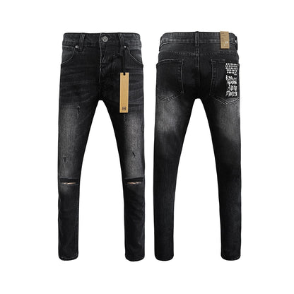 Straight Ripped Stretch Casual Men's Jeans