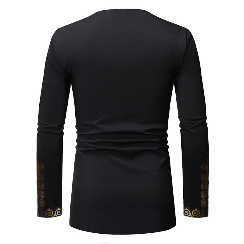 Men's Casual Long Sleeve Bronzing Polyester Shirt