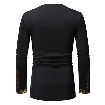 Men's Casual Long Sleeve Bronzing Polyester Shirt
