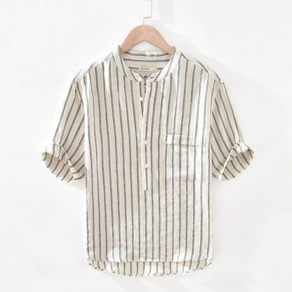 Men's Stand Collar Pullover Shirt Men
