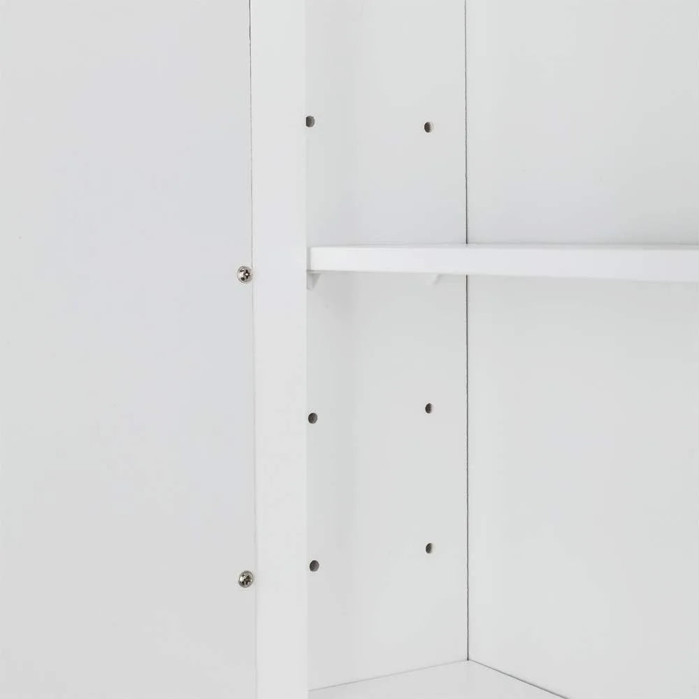 Wooden Medicine Cabinet White Wall Mounted Bathroom Cabinet with Single Mirror Door & Adjustable Shelves for Bathroom, Living Ro
