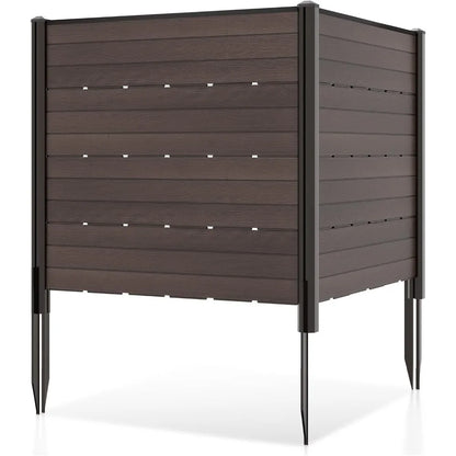 ir Conditioner Fence 2 Panels, 48''W x 45''H Outdoor Privacy Screen with 5 Stakes, HDPE Decorative Trash Can Enclosure
