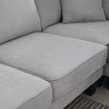 [VIDEO provided] [New] 108*85.5" Modern U Shape Sectional Sofa 7 Seat Fabric Sectional Sofa Set