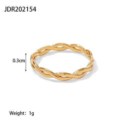 European and American Ring Twisted Linear Geometric Hollow Stacked Ring