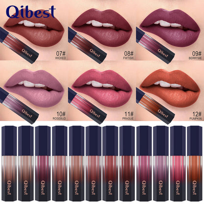 Lip Glaze Qibest Liquid Mist Matte Lipstick Does Not Fade Non-stick Cup Easy-to-Apply Lip Gloss