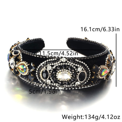 Baroque retro inlaid colored rhinestone sponge hair accessories