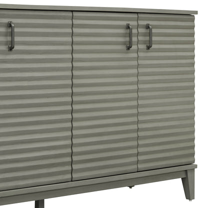 TREXM side panel with 4-door large storage buffet, adjustable shelves and metal handles (antique gray)