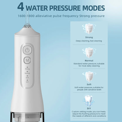 USB charging portable water flosser with four modes, 300ML water tank waterproof oral cleaner