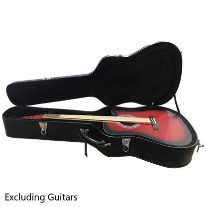 41" Acoustic Hard Guitar Case Wooden Hardshell Carrying Box Black