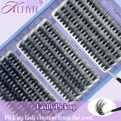 KLHYIT Wispy Lash Clusters 300PCS 10-22mm Mixed D C 30D-50D Eyelash Extensions