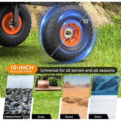 Dump Cart Wagon, 600LBS Quick-Release Dump Wheelbarrow, All-Terrain 10" Tires Garden Wagon for Yard, Lawn and Outdoor Use