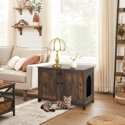 Cat Littler Box Enclosure, Wooden Cat Litter Box Furniture Hidden with Removable Divider & Reversible Entrance, Cats Wash