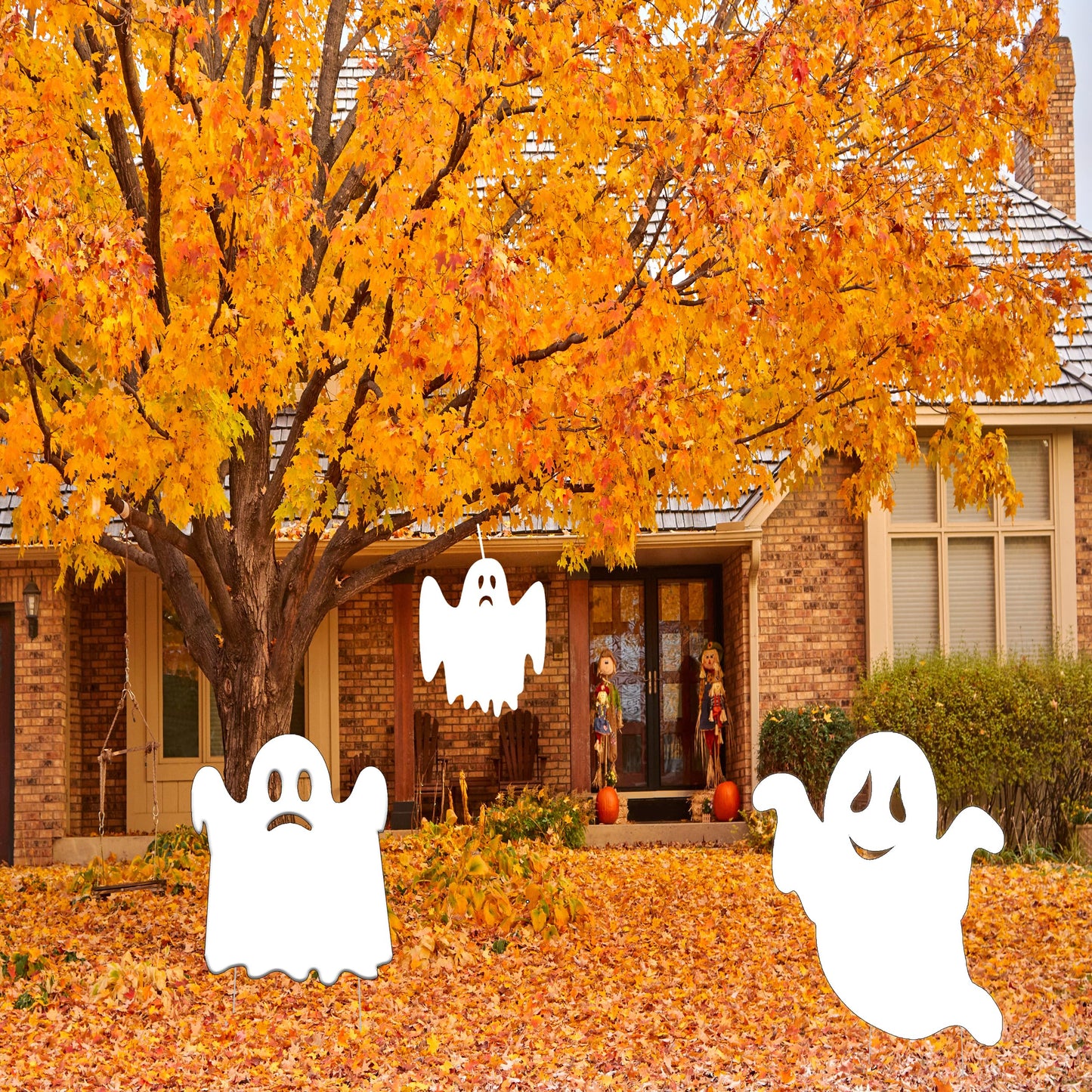Rogue River Tactical Large Ghost Halloween Yard Sign Outdoor 15x12 Inch 3 Pack