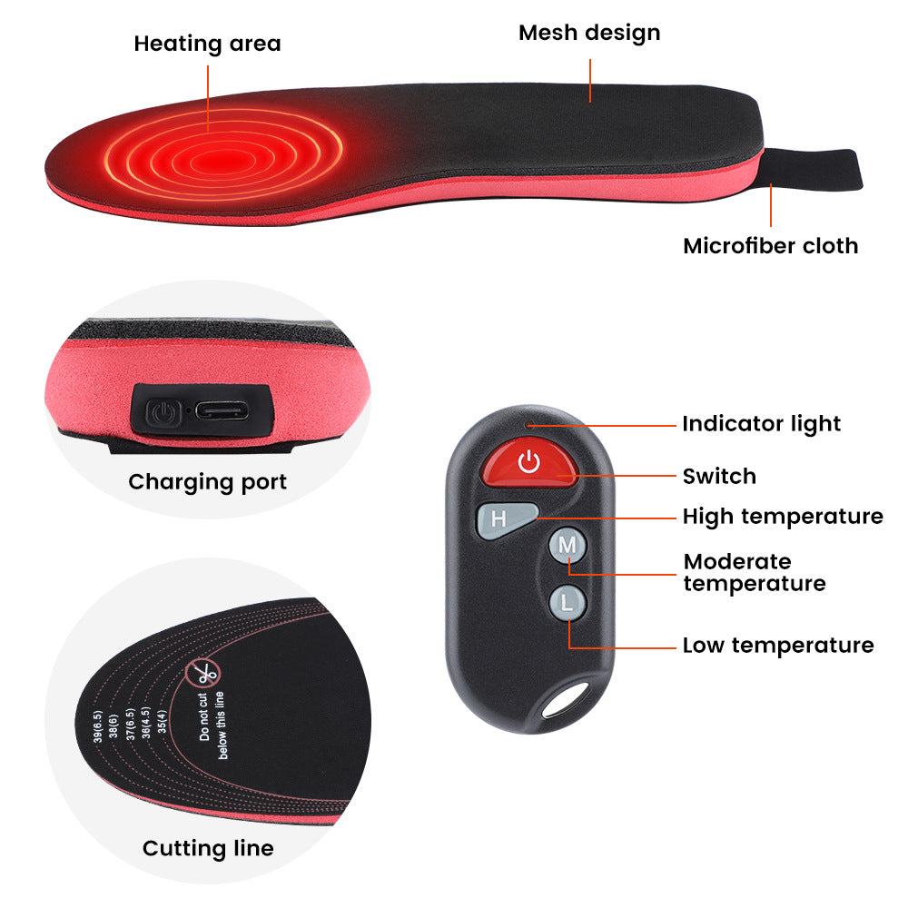 Rechargeable Electric Heating Heating Insole Three-Speed Intelligent Wireless Remote Control Warm Insole