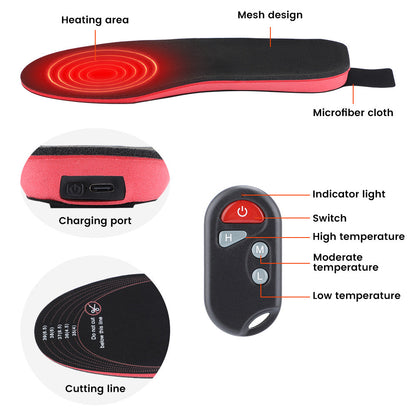 Rechargeable Electric Heating Heating Insole Three-Speed Intelligent Wireless Remote Control Warm Insole