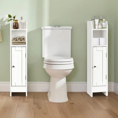 Slim Bathroom Storage Cabinet, Narrow Bathroom Cabinet with Door and Adjustable Shelves, Freestanding Toilet Paper Storage Cabin