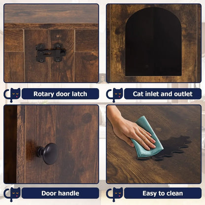 Cat Littler Box Enclosure, Wooden Cat Litter Box Furniture Hidden with Removable Divider & Reversible Entrance, Cats Wash