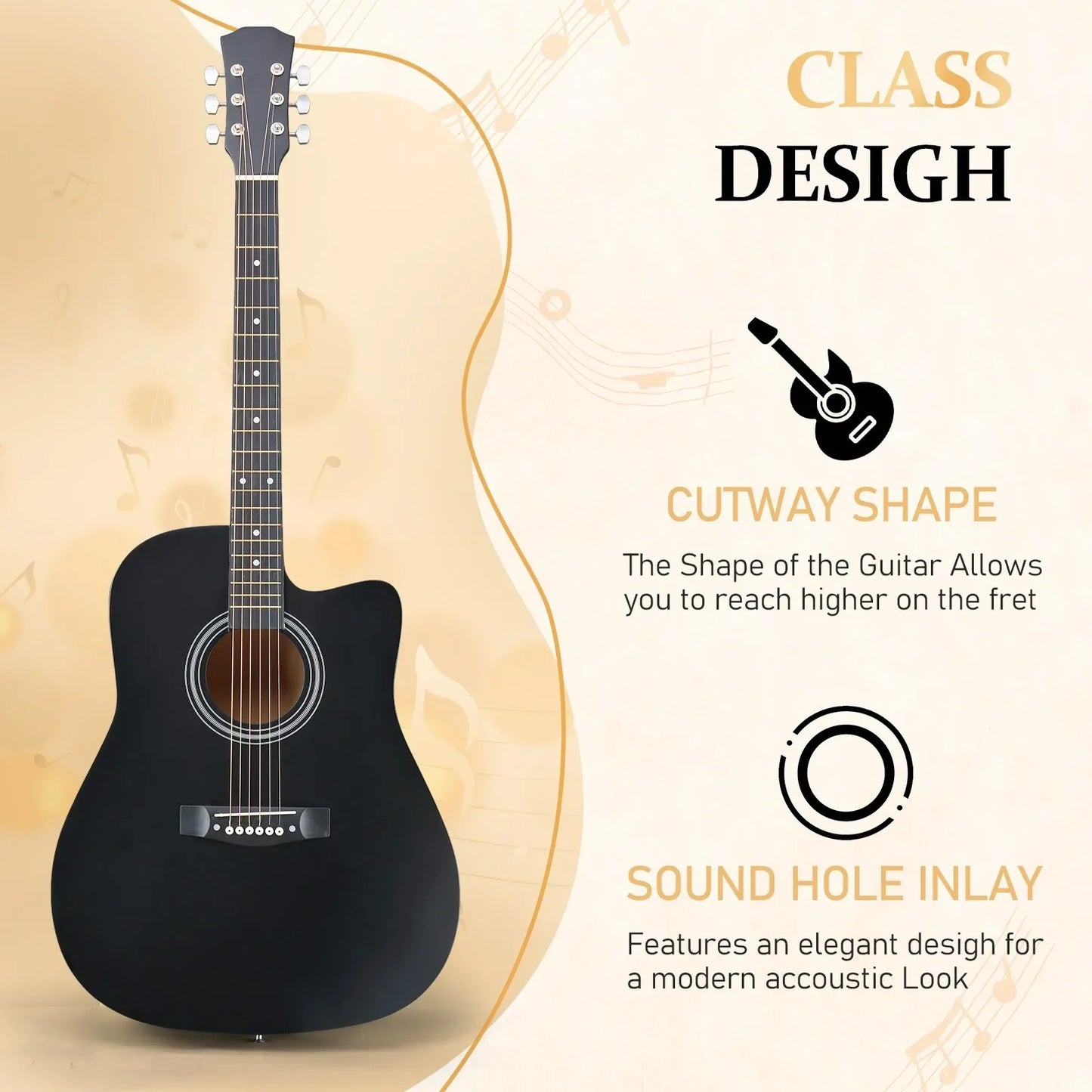 41-Inch Beginner Acoustic Guitar Package - Starter Bundle Kit