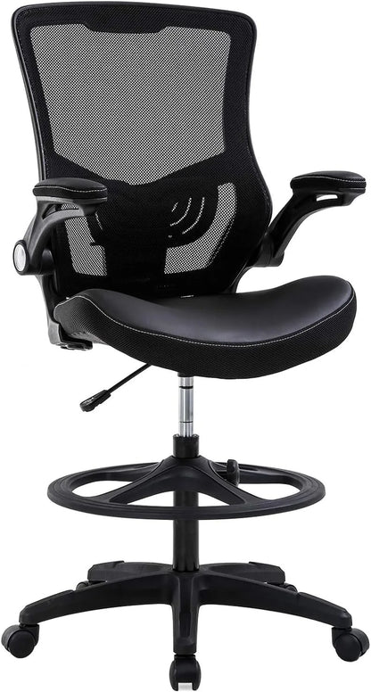 Drafting Chair Ergonomic Tall Office Chair Standing Desk Chair with Flip Up Arms Foot Rest Back Support Adjustable Height Mesh D