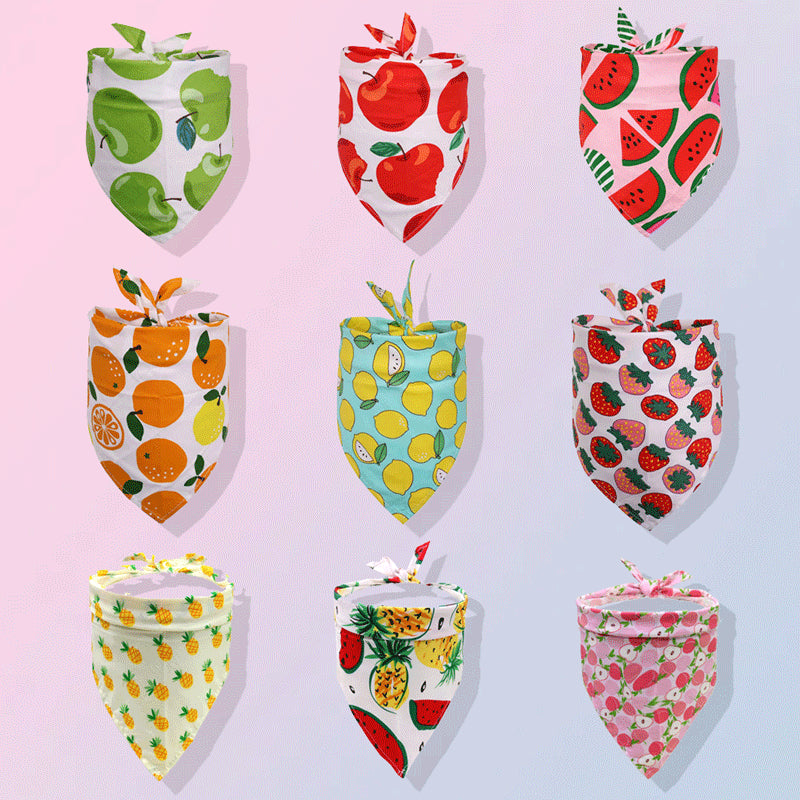 Pet Accessories Summer Pet Drool Towel Fruit Style Pet Scarf Pure Cotton Dog Triangle Scarf