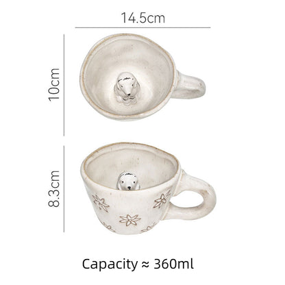 3D ceramic coffee cup with animal creativity and cute ceramic mug inside