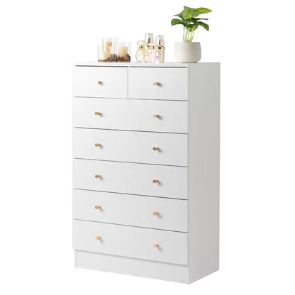 7 Drawer Dresser for Bedroom Tall Dresser Chest of Drawers Wood Bedroom Dresser