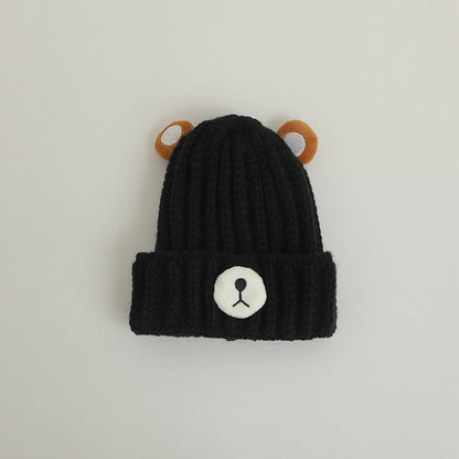 Autumn and winter children warm knitted hat cute bear candy color woolen hat Korean male and female baby warm hat trend